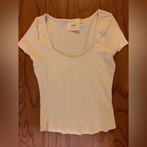 Maeve by Anthropology Off White Cropped Shirt